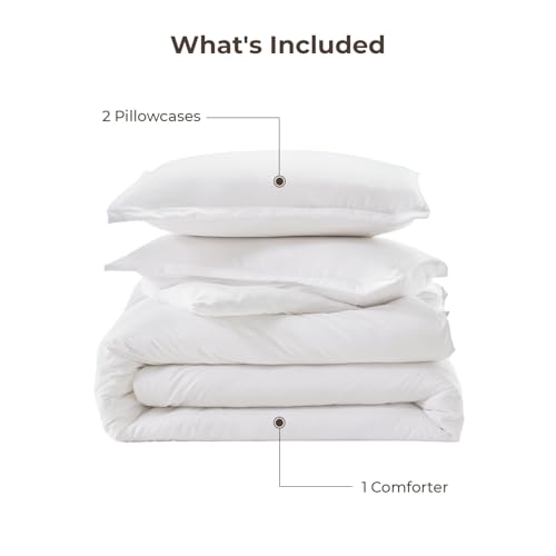 Litanika White Comforter Full Size Set, 3 Pieces Lightweight Solid Bedding Comforter Set, All Season Fluffy Bed Set Litanika