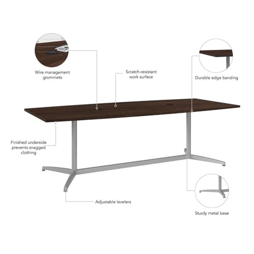BOWERY HILL 96W x 42D Boat Shaped Conference Table in Black Walnut BOWERY HILL