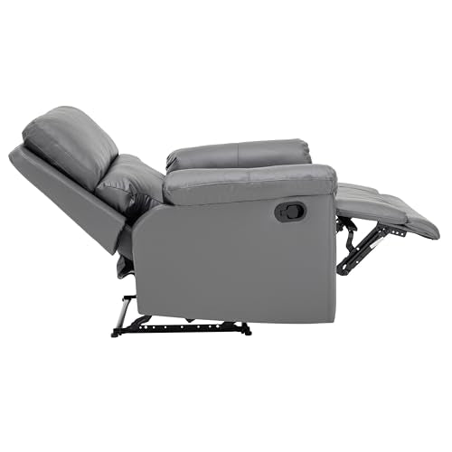 MINCETA Recliner Chairs,Modern 5" Wall Hugger Nursery Recliner with Overstuffed Arm and Back for Living Room,PU Leather in Gray