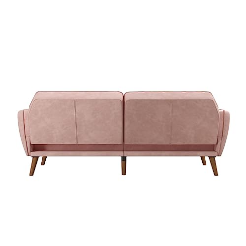 Novogratz Tallulah Memory Foam Futon, Convertible Couch, Pink Velvet Novogratz