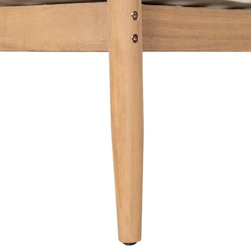 Christopher Knight Home Katarina Patio Acacia Wood Loveseat Furniture, Outdoor Loveseat Sofa with Comfy Fabric Cushions, 2-Seater Sofa with Handwoven Rope Backrest for Garden, Light Brown+Beige Christopher Knight Home