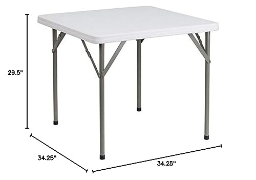 BOWERY HILL Square Granite Folding Table in White BOWERY HILL