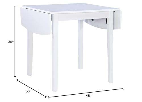 Linon White 30" Square 30" X 48" Fully Extended Torino Drop Leaf Table Linon
