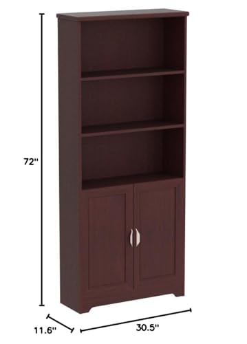 Realspace® Magellan 72"H 5-Shelf Bookcase with Doors, Classic Cherry Realspace