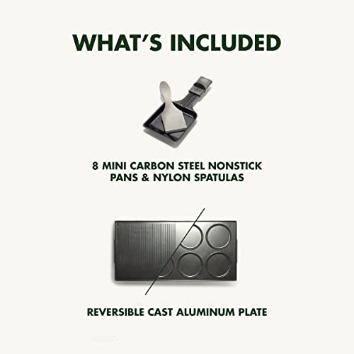 GreenPan Electrics Healthy Ceramic Nonstick, 3-in-1 Reversible Grill, Griddle & Raclette, PFAS-Free, Serves up to 8 People for Parties &Family Fun, Pancake Plate, 8 Mini Square Nonstick Pans& Spatulas GreenPan