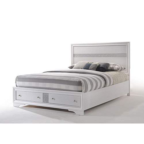Acme Naima Queen Wooden Storage Bed in White ACME Furniture