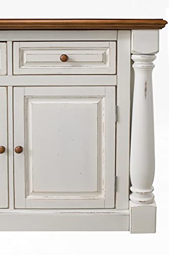 Homestyles Monarch Kitchen Island Set, 50 Inch Width, Antique White homestyles