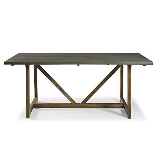 Walker Edison Modern Farmhouse Small Kitchen Furniture Dining Room Table Wood, 72 Inch, Grey and Brown Walker Edison