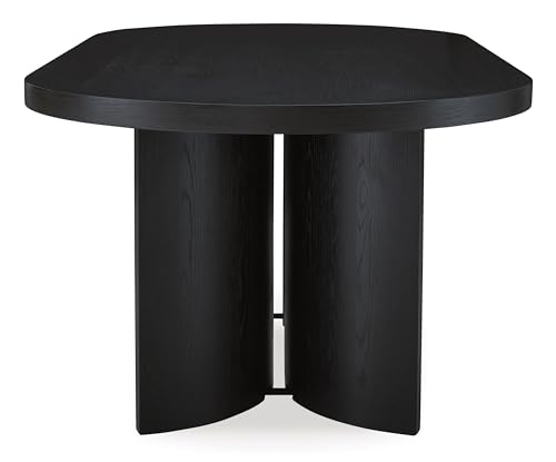 Signature Design by Ashley Rowanbeck Minimalist Dining Table for 8 People, Black Signature Design by Ashley