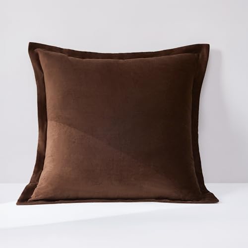 Lush Decor x Chuks Collins Terran Velvet Euro Sham Cover Single 26" W x 26" L Brown - Velvet Throw Pillow - Euro Pillow Covers - Glam Decorative Pillows for Bed - Luxury Home Decor Lush Decor