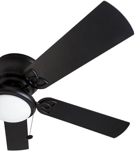 Prominence Home Benton Traditional 52 Inch Ceiling Fan with Light, LED Flush Mount Ceiling Fan, Indoor Fan with 5 Blades, Matte Black and Gray Cedar Blade Finish Options, Matte Black (50853-01) Prominence Home