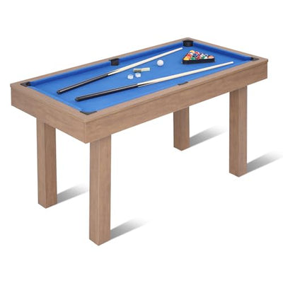 4.5FT Billiard Table, Mini Pool Table for Kids and Adults, Indoor & Outdoor Game Table Set includes 2 Cue Sticks, 16 Balls, Triangle, Chalk for Game Room Family