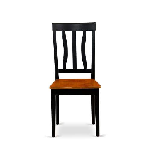 East West Furniture AVAT7-BLK-W 7 Piece Modern Dining Table Set Consist of an Oval Wooden Table with Butterfly Leaf and 6 Dining Room Chairs, 42x60 Inch, Black & Cherry East West Furniture