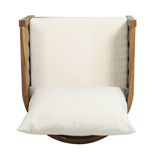 Christopher Knight Home Burchett Outdoor Acacia Wood Club Chairs with Cushions, Beige, Brown Christopher Knight Home