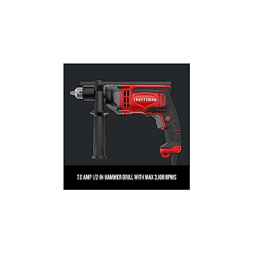 CRAFTSMAN Corded Hammer Drill, 7 Amp, Variable Speed, 1/2 inch (CMED741) CRAFTSMAN