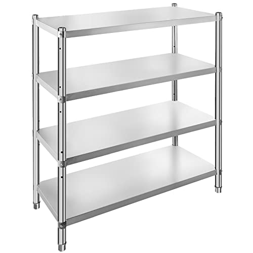 VEVOR Stainless Steel Shelving 46.8x18.5 Inch 4 Tier Adjustable Shelf Storage Unit Stainless Steel Heavy Duty Shelving for Kitchen Commercial Office Garage Storage 330lb Per Shelf VEVOR