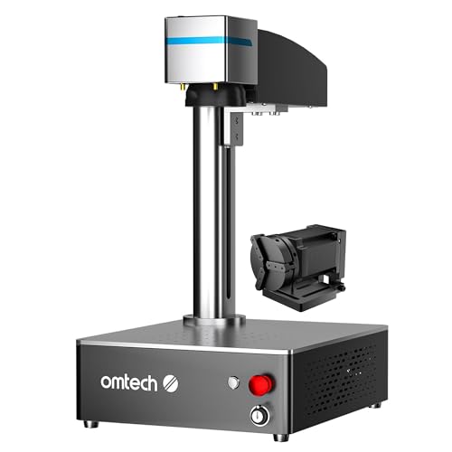 OMTech 30W MOPA Fiber Laser Engraver with Rotary Axis, 5.9"x5.9" Laser Metal Etching Machine for Color Metal Marking, Laser Marking Machine with JPT Source EZCad Galvo Lens OMTech