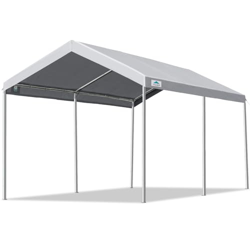 ADVANCE OUTDOOR 10x15 ft Heavy Duty Carport Potable Car Canopy Garage Party Tent Boat Shelter, Adjustable Height from 9.5 ft to 11 ft, Gray ADVANCE OUTDOOR