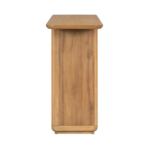Merax Elegant Minimalist Console Table with Curved Corners, Natural Wood Veneer, U-Base Design Entryway Table for Displaying Treasures, Simple Assembly, Natural Merax