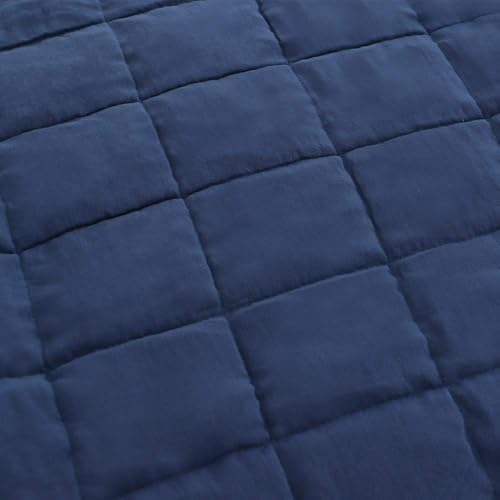 EMME Quilts Twin Size Bedding Sets Navy Blue Bedspread, Lightweight Soft Pre-Washed Quilt Comforter, 2 Piece, Cozy Reversible Coverlet with Pillow Sham for All Season (Square Pattern,66"x90") EMME