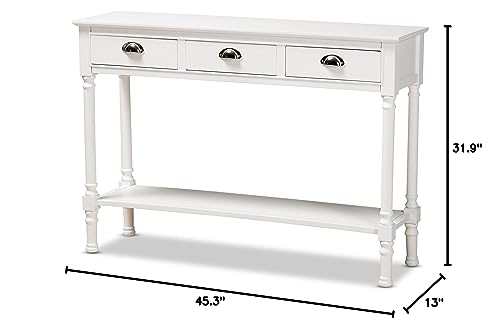 Baxton Studio Garvey French Provincial White Finished Wood 3-Drawer Entryway Console Table Baxton Studio
