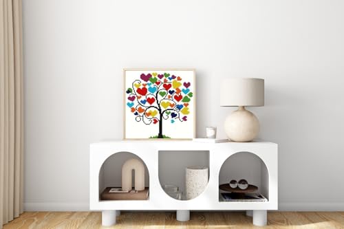 HKLIOPU Stamped Cross Stitch Kits - Love Tree Embroidery Starter Kit for Adult Beginners, 11CT Needlepoint Cross-Stitch Patterns Dimensions Kit Arts and Crafts 13.8X 13.8 inch