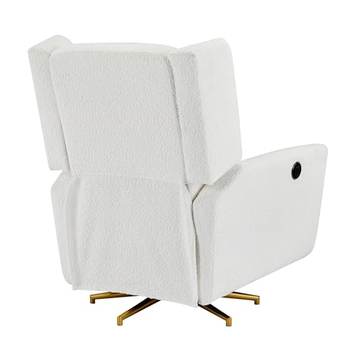 Christopher Knight Home Dolia Boucle Fabric Upholstered 360° Swivel Chair, Push-Back Power Recliner Chair, Iron Recliner Sofa with Rotation, Living Room Lounge Sofa, Adjustable Backrest, Beige+Gold Christopher Knight Home