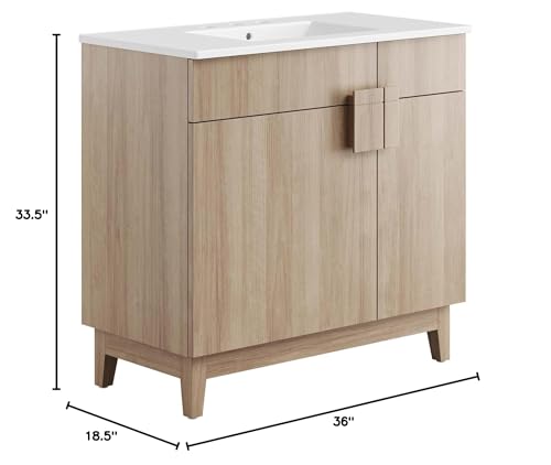 Modway Miles Vanity, White Oak Modway
