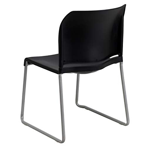 Flash Furniture Hercules Series Contoured Stacking Chairs for Waiting Rooms and Offices, Ergonomic Lobby Chairs with Curved Back, Set of 5, Black Flash Furniture