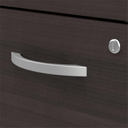 Bush Business Furniture Arrive 60W x 72D L Shaped Reception Desk with Shelf and Mobile File Cabinet in Storm Gray Bush Furniture