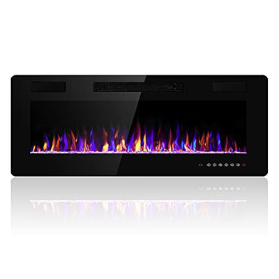 Electactic 36 Inch Electric Fireplace Insert Ultra-Thin - Recessed & Wall-Mounted Fireplace Heater with Thermostat, Adjustable Flame, Remote Control - Linear with Timer, Touch Screen, 750/1500W