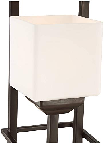 Franklin Iron Works Modern Console Table Lamp 29 1/2" Tall with USB Ports A+C Charging Bronze Metal White Glass Square Shade for Bedroom Living Room House Bedside Nightstand Home Office Entryway Franklin Iron Works