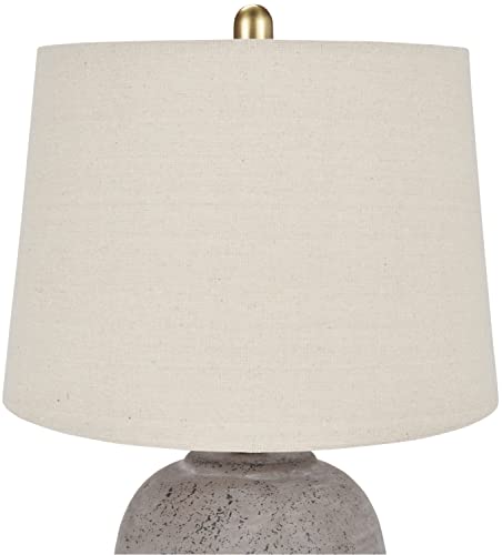 Nourison 23" Rustic Brown with Gray Undertones Ceramic Pot Table Lamp for Bedroom, Living Room, Dining Room, Office, with Beige Shade Nourison