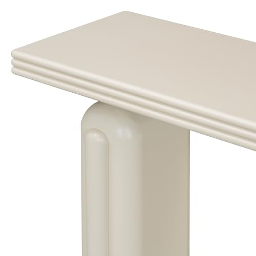 LXBB 60" Chic, Elegant and Luxurious Console Table, Acacia Veneer Extra Long Entryway Table, Wooden Sofa Side Table for Entryway, Hallway, Living Room, Foyer, Corridor (Beige-04) LXBB
