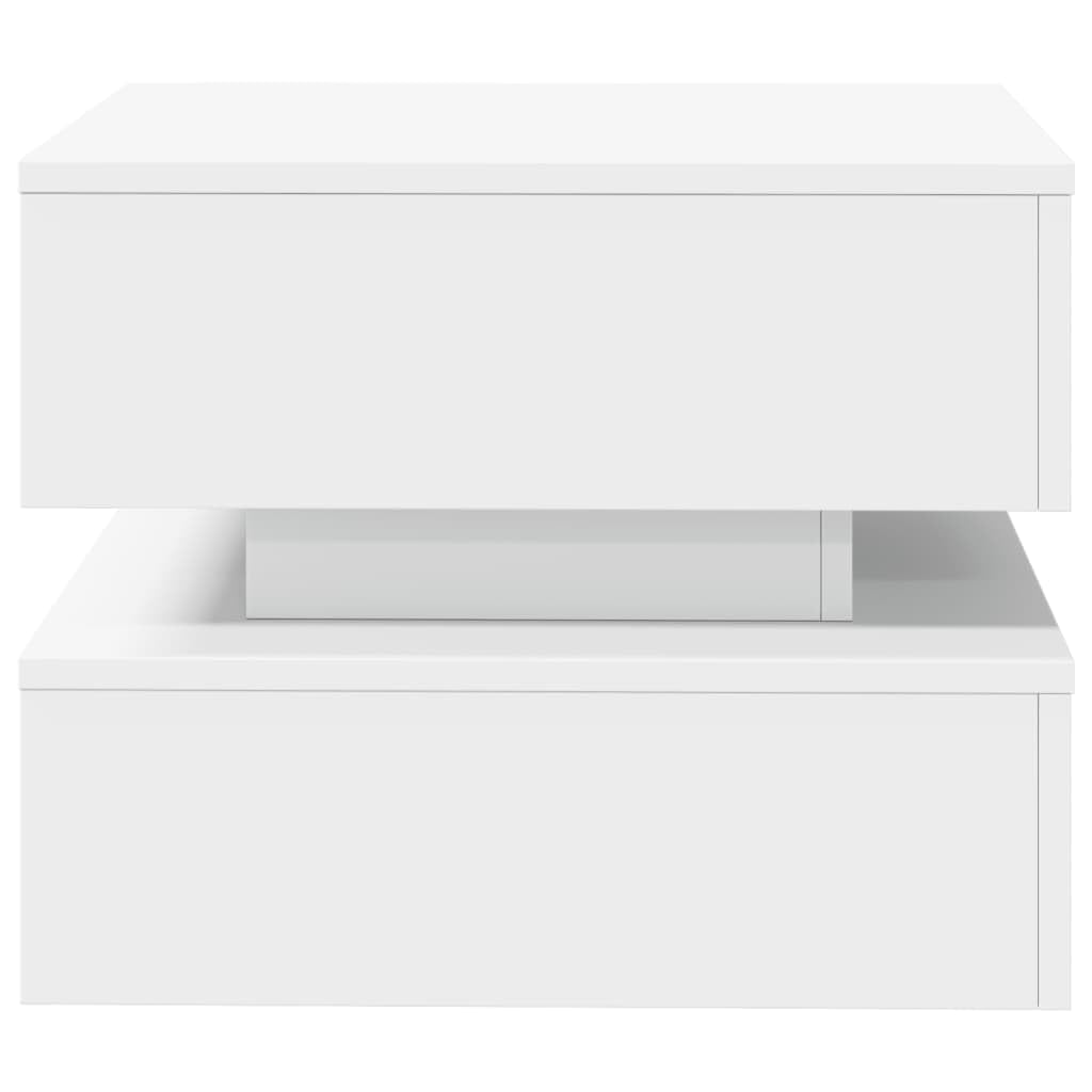 vidaXL Coffee Table - Modern LED Accent Desk/Living Room Furniture - White Engineered Wood - 19.7" x 19.7" x 15.7" - Sturdy, Versatile, USB Connector vidaXL