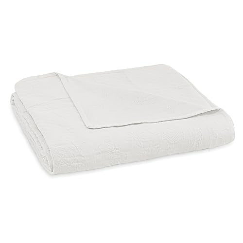 Historic Charleston King Charles Modern Farmhouse Floral Matelasse Bedspread, 100% Cotton Breathable Bedding, King/Calking, White Historic Charleston