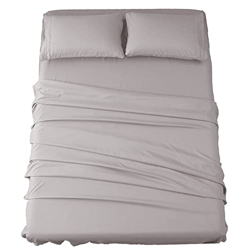 SONORO KATE Bed Sheet Set Super Soft Microfiber 1800 Thread Count Luxury Egyptian Sheets 18-Inch Deep Pocket Wrinkle and Hypoallergenic-4 Piece(King Grey) SONORO KATE
