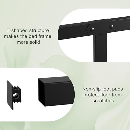 Lutown-Teen 12 Inch Twin Bed Frame with Headboard and Footboard, Classic Metal Platform Bed Frame Twin Size, No Box Spring Needed, Easy Assembly, Noise Free, Black Lutown-Teen