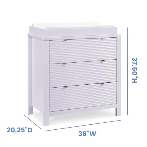 Delta Children Cassie 3 Drawer Dresser with Changing Top and Interlocking Drawers, Lilac Delta Children