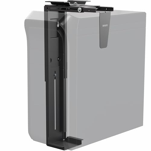 VIVO Under Desk and Wall 8.3 to 13 inch Wide Office and Gaming PC Mount, Large Computer Case CPU Machine Holder with Swivel and Locking, Holds 44 lbs, Black, MOUNT-PC01L VIVO