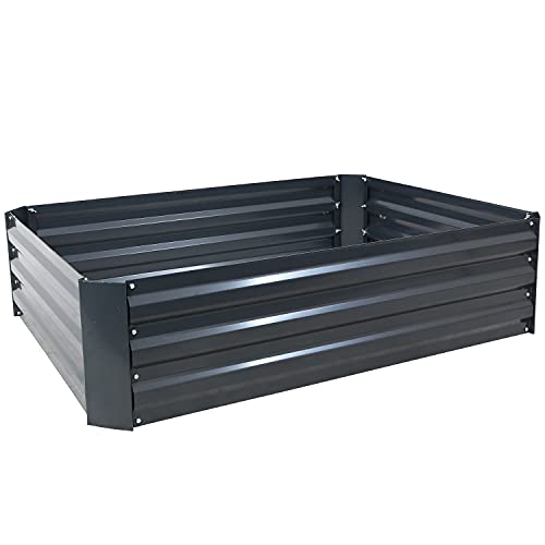 Sunnydaze 11.75" H Raised Metal Garden Bed - Galvanized Raised Garden Bed Outdoor for Vegetables and Flowers - Dark Gray - 4' x 3' Rectangle Sunnydaze
