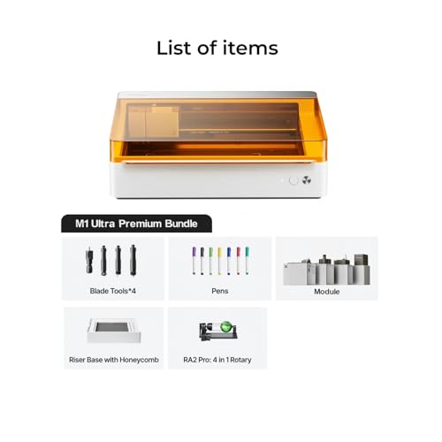 xTool M1 Ultra Laser Engraving Machine, Desktop 4-in-1 Craft Machine with 20W Laser Engraver, Inkjet Printing, Blade Cutting, Pen Drawing, Support Rotary Engraving on Tumblers - Premium Bundle xTool