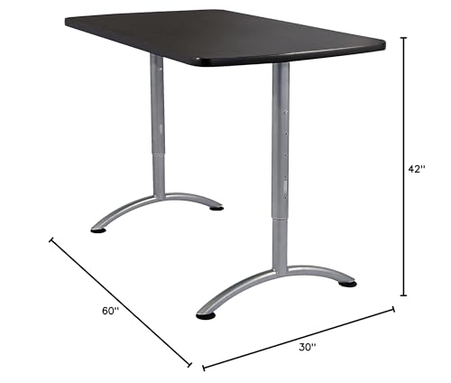 Iceberg ARC 5-Foot Rectangular Conference Table, Office Furniture, Fixed Height, 30” x 60”, Graphite Top, Silver Legs Iceberg