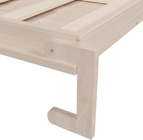 MERITLINE Queen Farmhouse Murphy Bed with LED, Solid Wood Vertical Murphy Wall Bed Cabinet for Adults (Natural Wood) MERITLINE