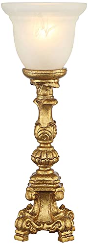 Regency Hill Traditional Glam Console Accent Table Lamp 18" High French Gold Uplight Alabaster Glass Shade Decor for Living Room Bedroom House Bedside Nightstand Office Reading Family Regency Hill
