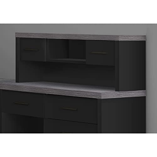 Monarch Specialties Computer Desk L-Shaped - Left or Right Set- Up - Corner Desk with Hutch 60"L (Black - Grey Top) Monarch Specialties