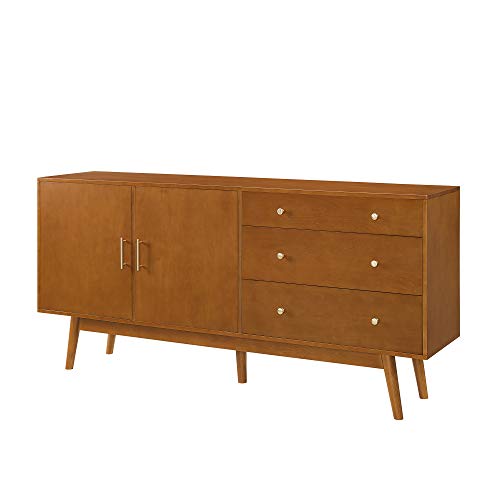 Walker Edison Mid-Century Modern Wood Kitchen Buffet Sideboard Entryway Serving Storage Cabinet Doors-Dining Room Console, 70 Inch, Acorn Walker Edison