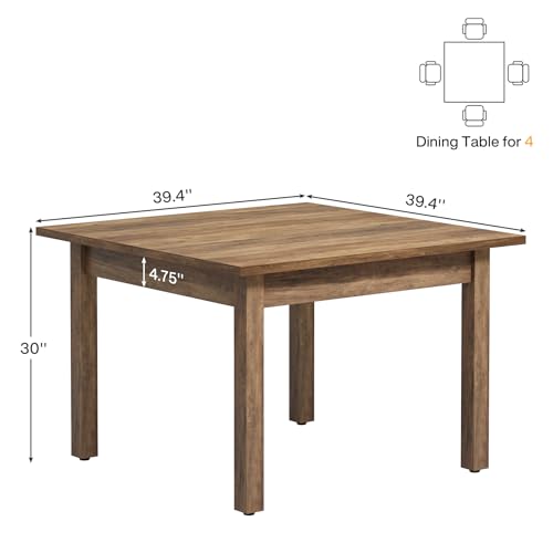 Tribesigns 39.4-Inch Square Conference Table for 4 People, Small Wooden Meeting Room Table with Solid Wood Legs and Thicken Tabletop for Conference Room Seminar Room Boardroom (Greyish-Brown) Tribesigns