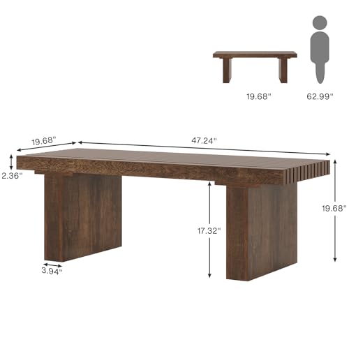 Tribesigns Rectangle Coffee Table: 47.24-Inch Wood Modern Coffee Table Cocktail Table for Living Room, Farmhouse Coffee Table Center Table Tea Table with Slat Tabletop, Rustic Brown Tribesigns