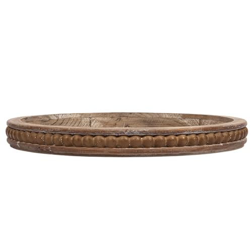 Whitewashed Round Decorative Wood Tray Creative Co-Op